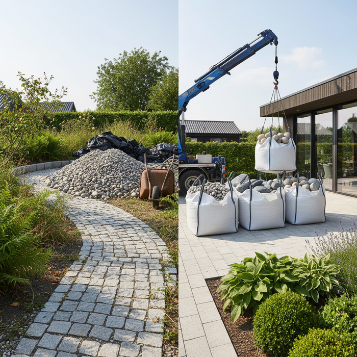 Bigbags vs. Løst aftippet: Den komplette guide til levering af grus og sten