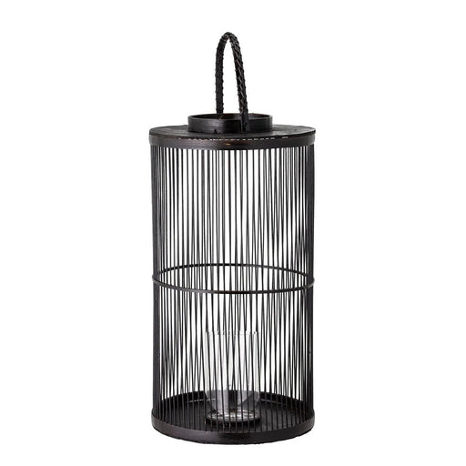 Effie Lanterne m/Glas Sort Bambus